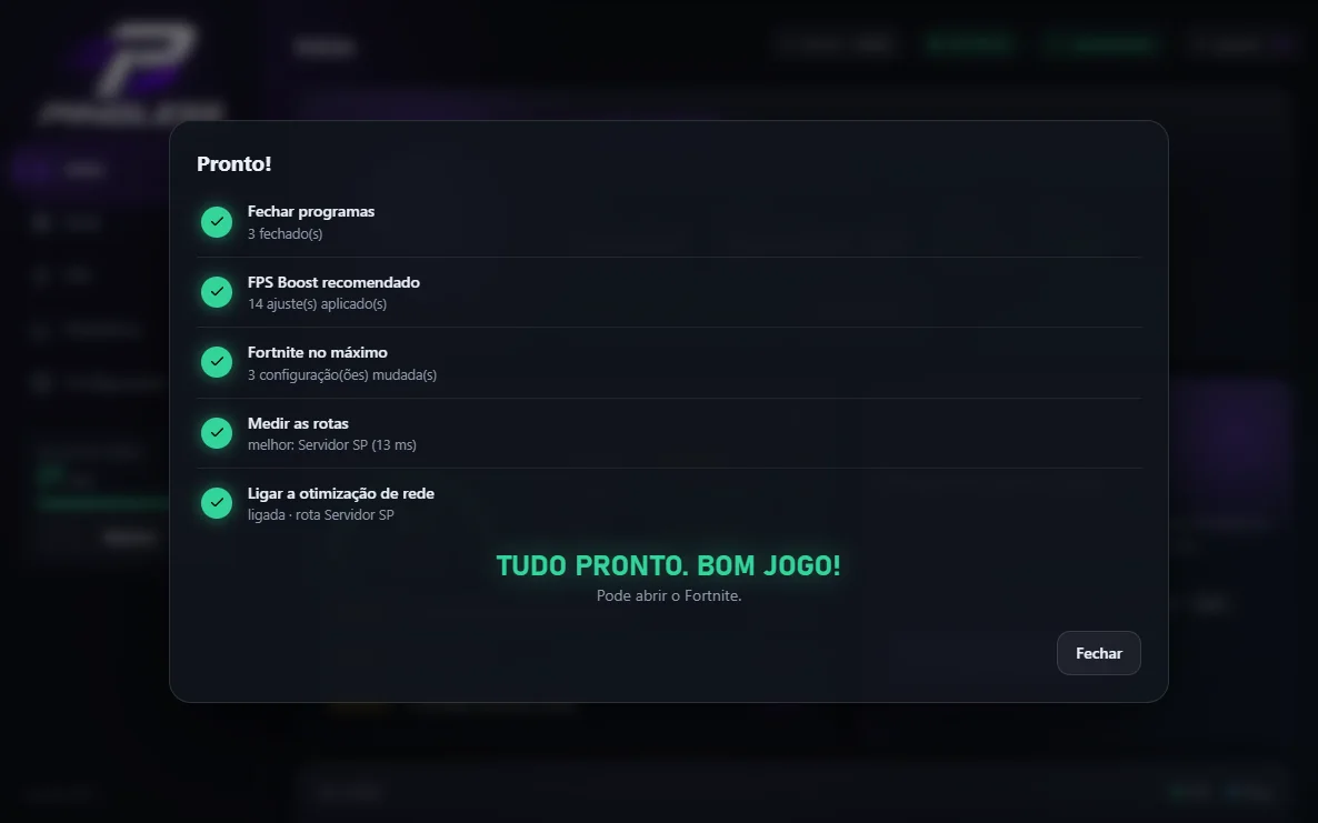 Botão Preparar para jogar mostrando cada passo